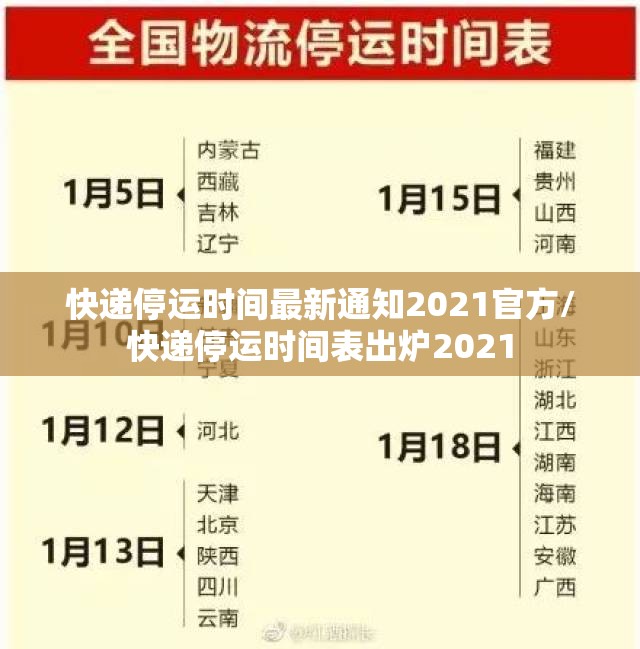 快递停运时间最新通知2021官方/快递停运时间表出炉2021