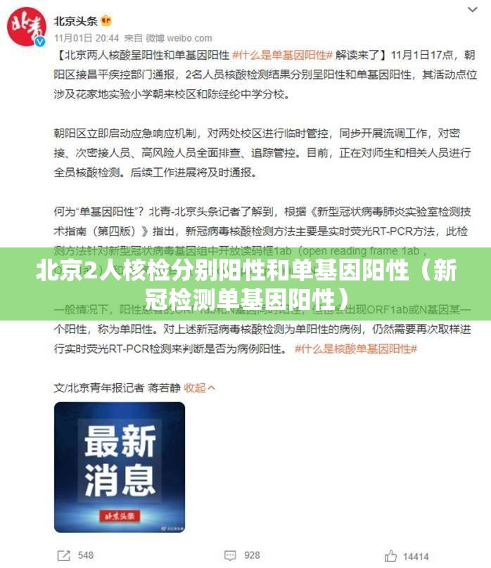 北京2人核检分别阳性和单基因阳性（新冠检测单基因阳性）