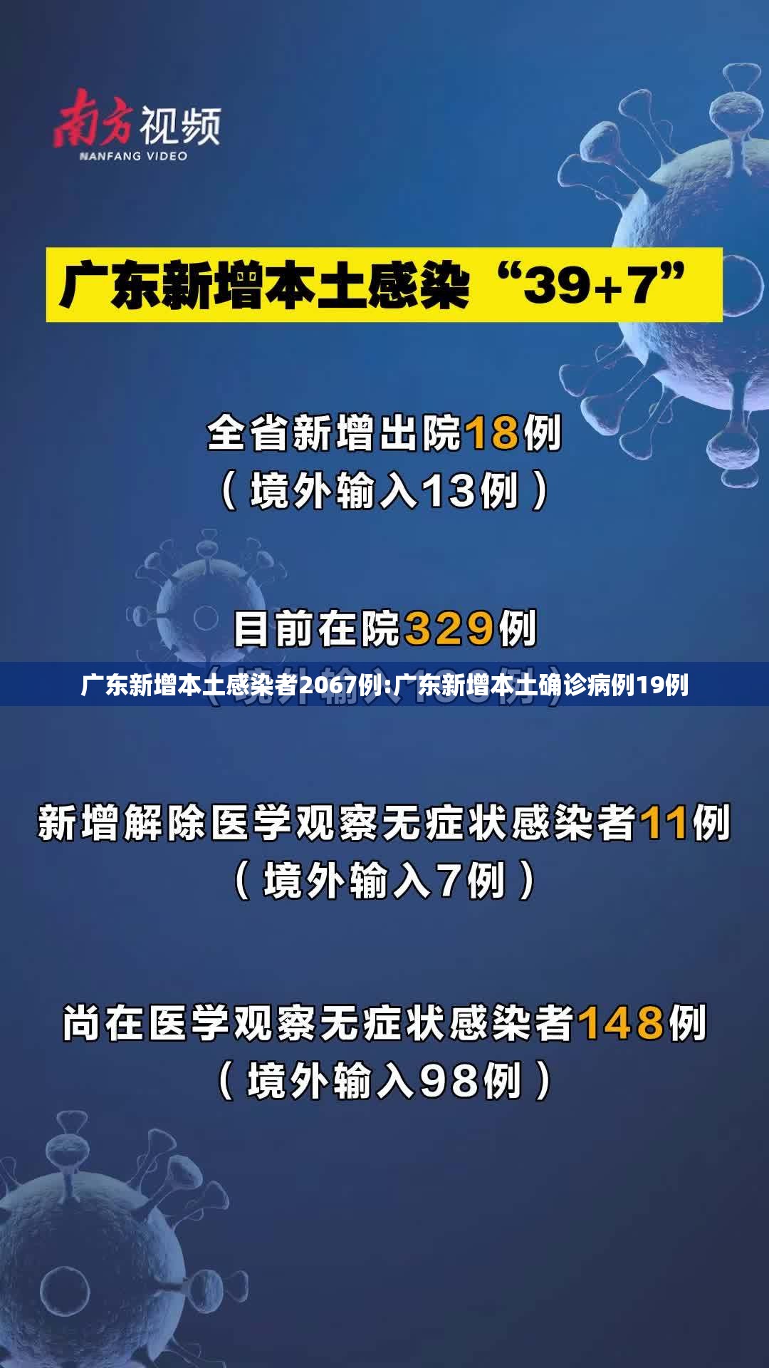 广东新增本土感染者2067例:广东新增本土确诊病例19例