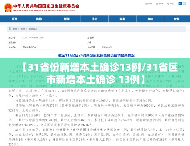 【31省份新增本土确诊13例/31省区市新增本土确诊 13例】 【31省份新增本土确诊13例/31省区市新增本土确诊 13例】
