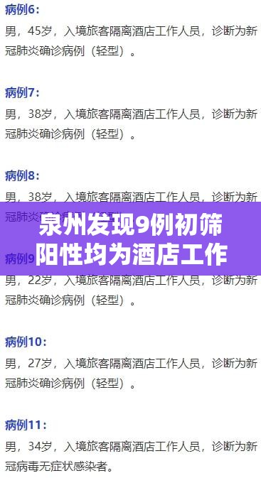 泉州发现9例初筛阳性均为酒店工作人员:泉州2例感染者活动轨迹