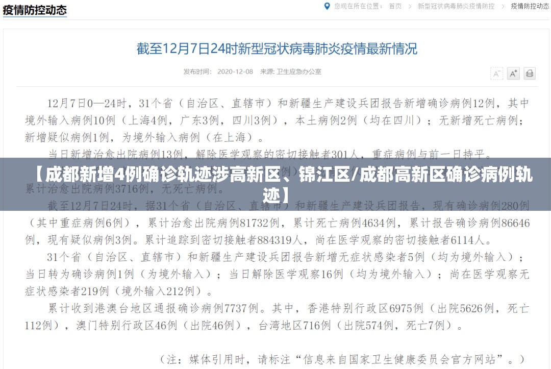 【成都新增4例确诊轨迹涉高新区	、锦江区/成都高新区确诊病例轨迹】