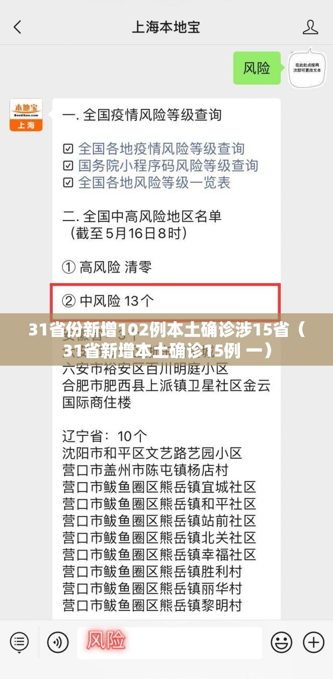 31省份新增102例本土确诊涉15省（31省新增本土确诊15例 一）