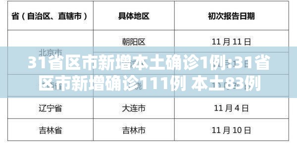 31省区市新增本土确诊1例:31省区市新增确诊111例 本土83例
