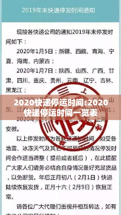 2020快递停运时间:2020快递停运时间一览表