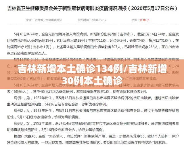 吉林新增本土确诊134例/吉林新增30例本土确诊