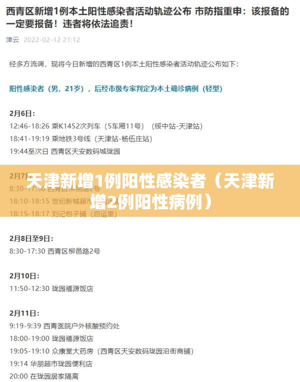 天津新增1例阳性感染者（天津新增2例阳性病例）