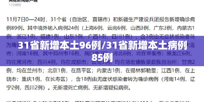 31省新增本土96例/31省新增本土病例85例