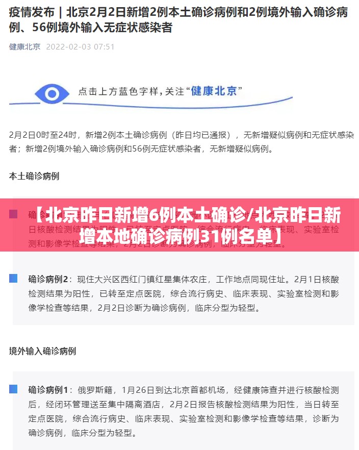 【北京昨日新增6例本土确诊/北京昨日新增本地确诊病例31例名单】