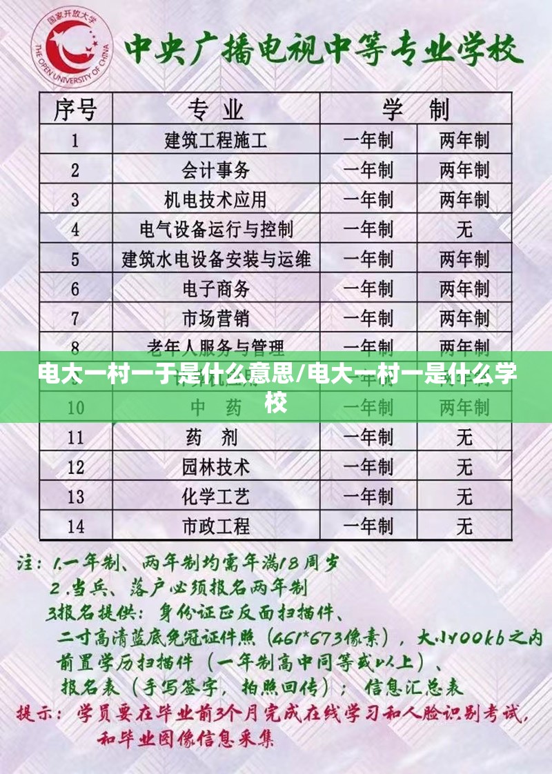 电大一村一于是什么意思/电大一村一是什么学校