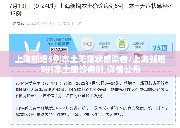 上海新增5例本土无症状感染者/上海新增5例本土确诊病例,详情公布