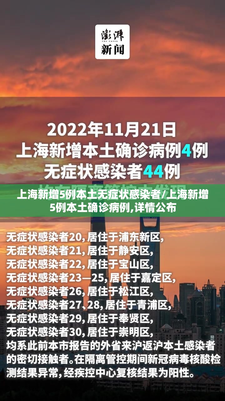 上海新增5例本土无症状感染者/上海新增5例本土确诊病例,详情公布
