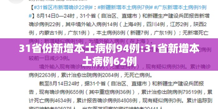 31省份新增本土病例94例:31省新增本土病例62例