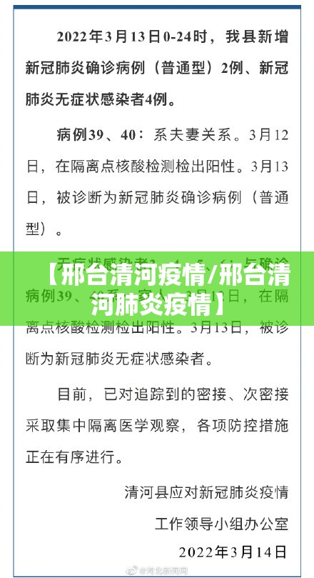 【邢台清河疫情/邢台清河肺炎疫情】