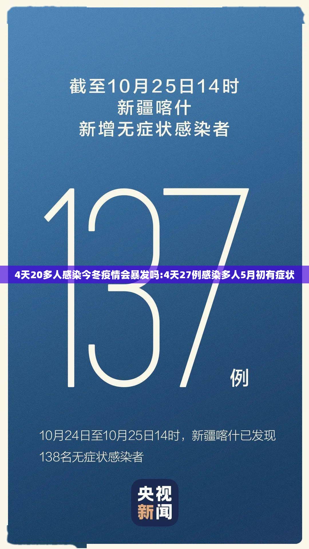 4天20多人感染今冬疫情会暴发吗:4天27例感染多人5月初有症状