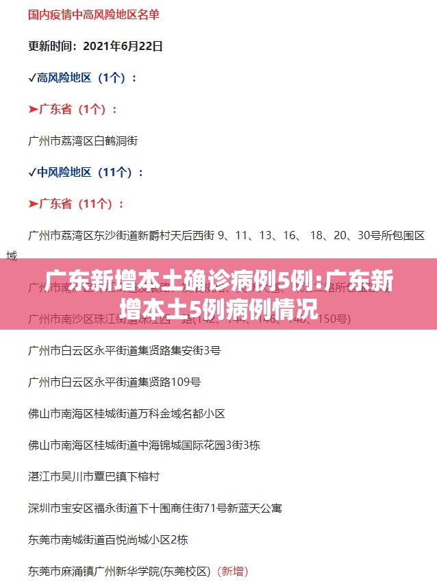 广东新增本土确诊病例5例:广东新增本土5例病例情况 广东新增本土确诊病例5例:广东新增本土5例病例情况
