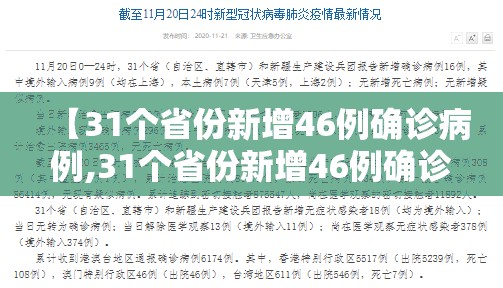 【31个省份新增46例确诊病例,31个省份新增46例确诊病例是哪里的】