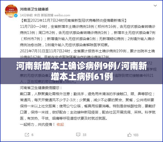 河南新增本土确诊病例9例/河南新增本土病例61例