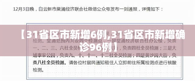 【31省区市新增6例,31省区市新增确诊96例】 【31省区市新增6例,31省区市新增确诊96例】
