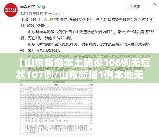 【山东新增本土确诊106例无症状107例/山东新增1例本地无症状】