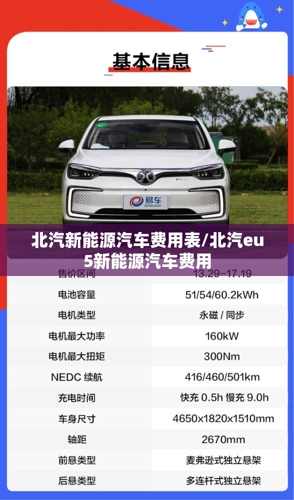 北汽新能源汽车费用表/北汽eu5新能源汽车费用