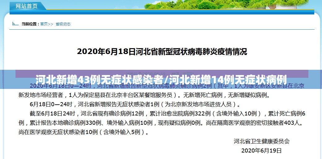 河北新增43例无症状感染者/河北新增14例无症状病例