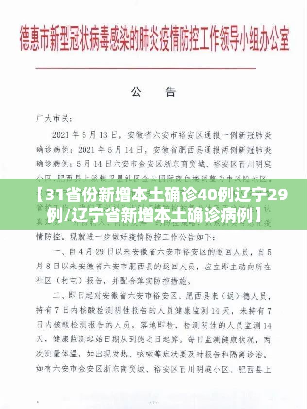 【31省份新增本土确诊40例辽宁29例/辽宁省新增本土确诊病例】