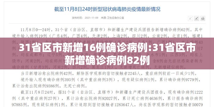 31省区市新增16例确诊病例:31省区市新增确诊病例82例