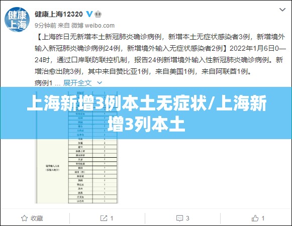 上海新增3例本土无症状/上海新增3列本土