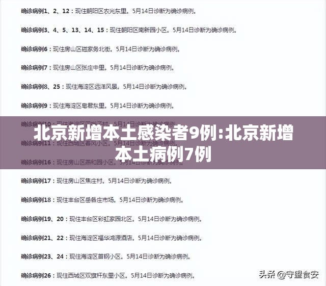 北京新增本土感染者9例:北京新增本土病例7例