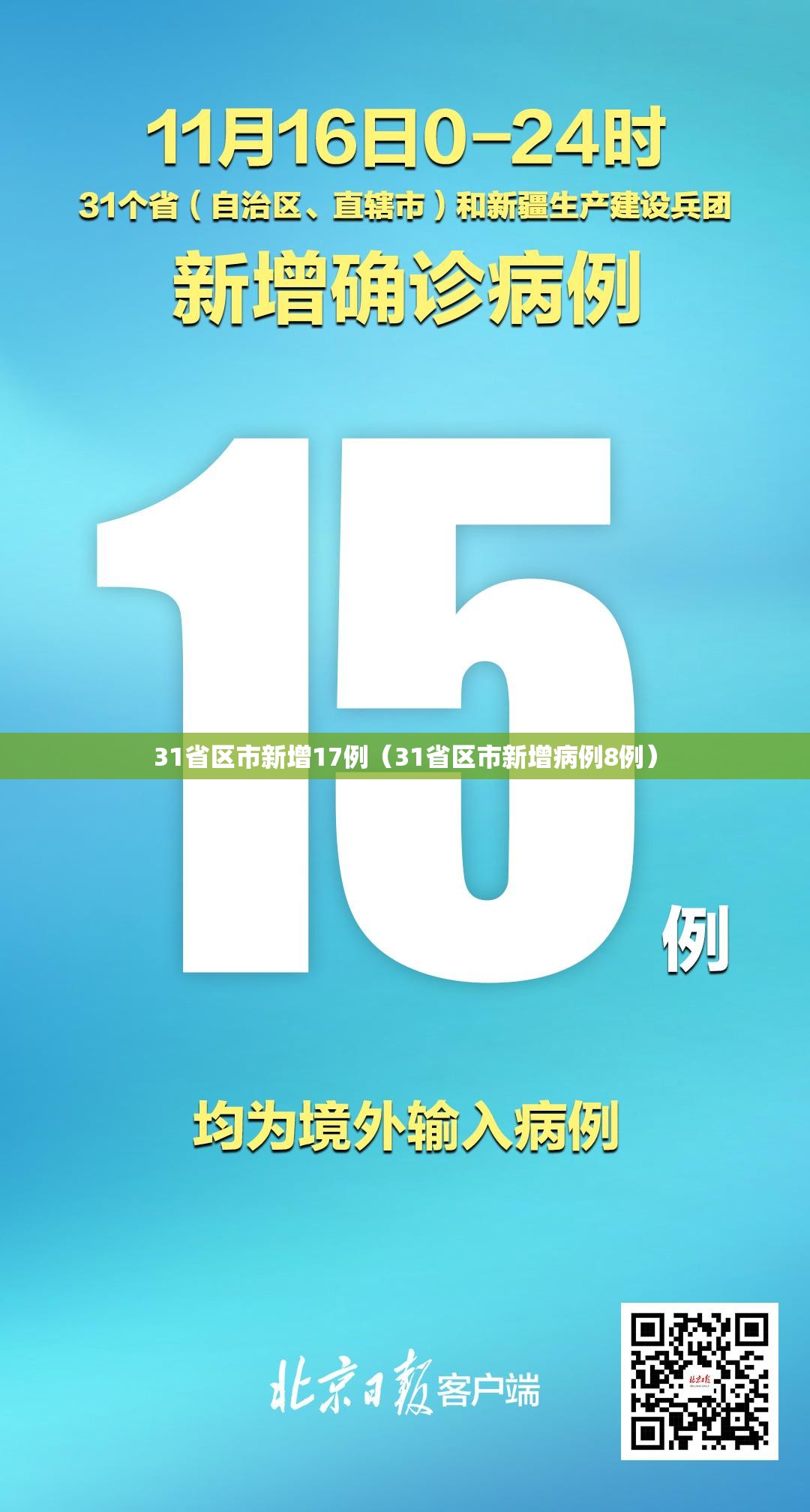 31省区市新增17例（31省区市新增病例8例）