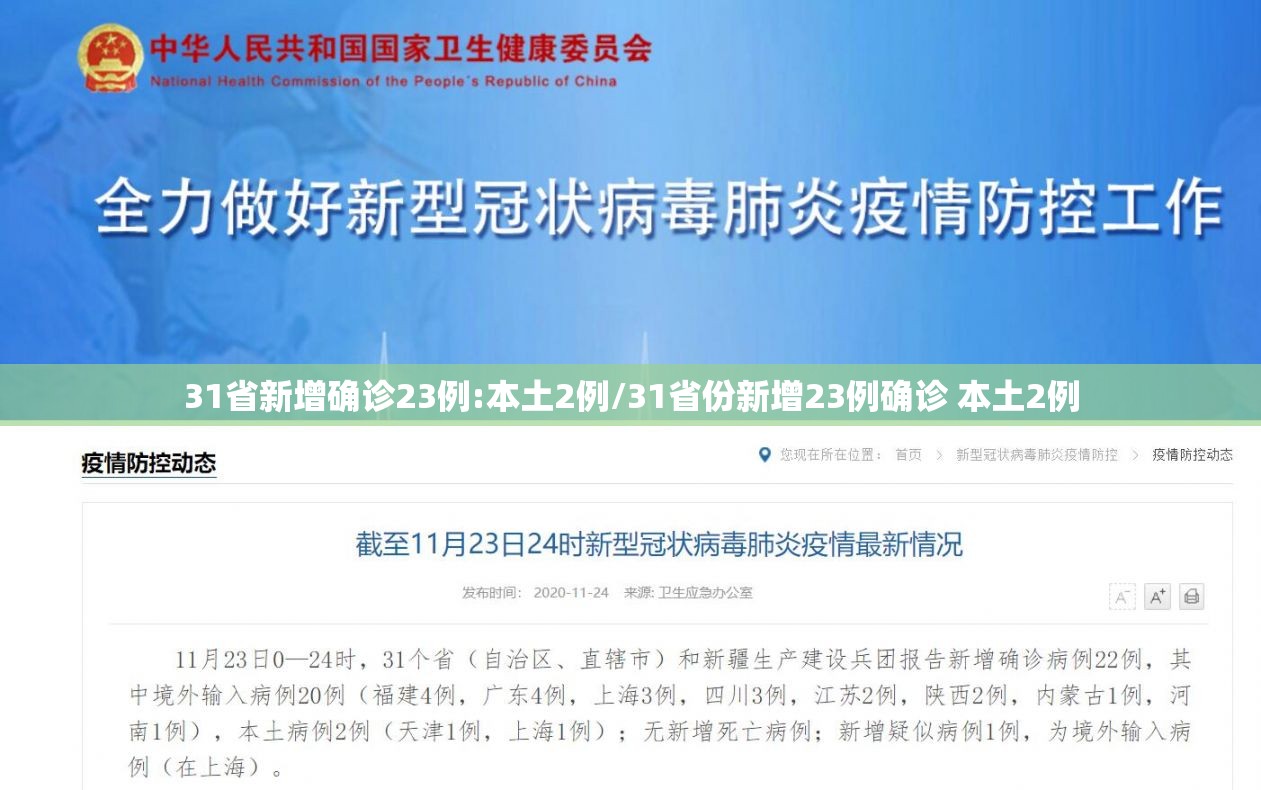 31省新增确诊23例:本土2例/31省份新增23例确诊 本土2例