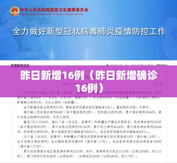 昨日新增16例（昨日新增确诊16例）