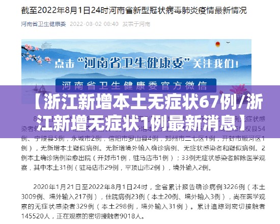 【浙江新增本土无症状67例/浙江新增无症状1例最新消息】 【浙江新增本土无症状67例/浙江新增无症状1例最新消息】