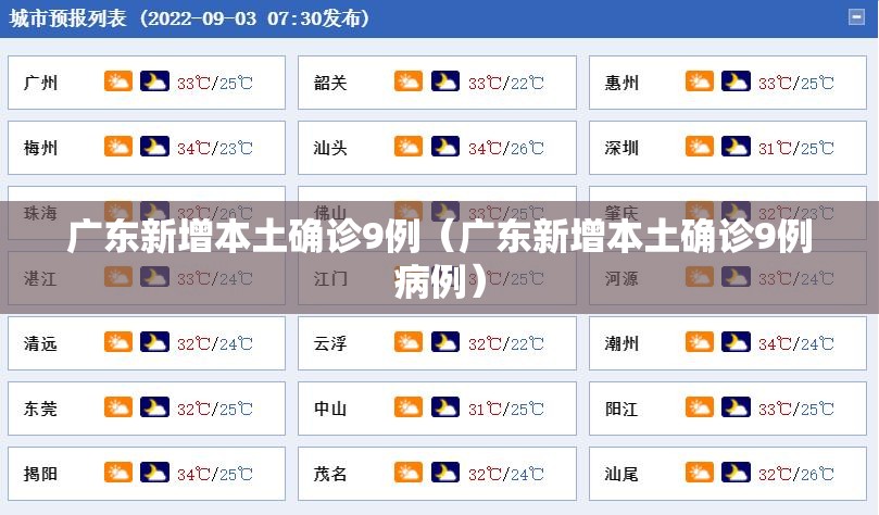 广东新增本土确诊9例（广东新增本土确诊9例病例）