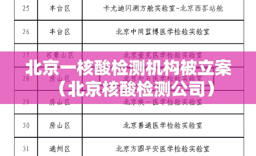 北京一核酸检测机构被立案（北京核酸检测公司）