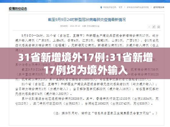 31省新增境外17例:31省新增17例均为境外输入
