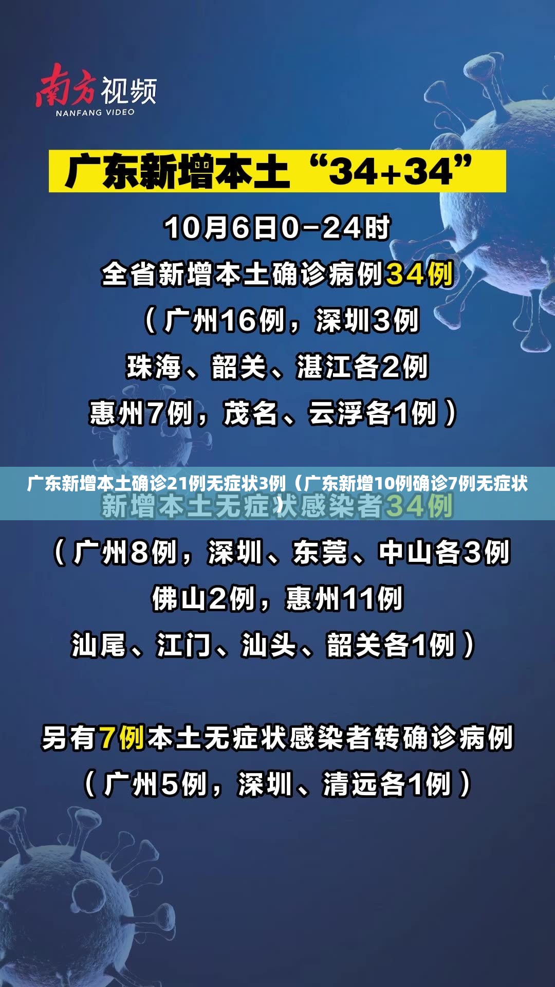 广东新增本土确诊21例无症状3例（广东新增10例确诊7例无症状）