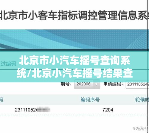 北京市小汽车摇号查询系统/北京小汽车摇号结果查询官方网站