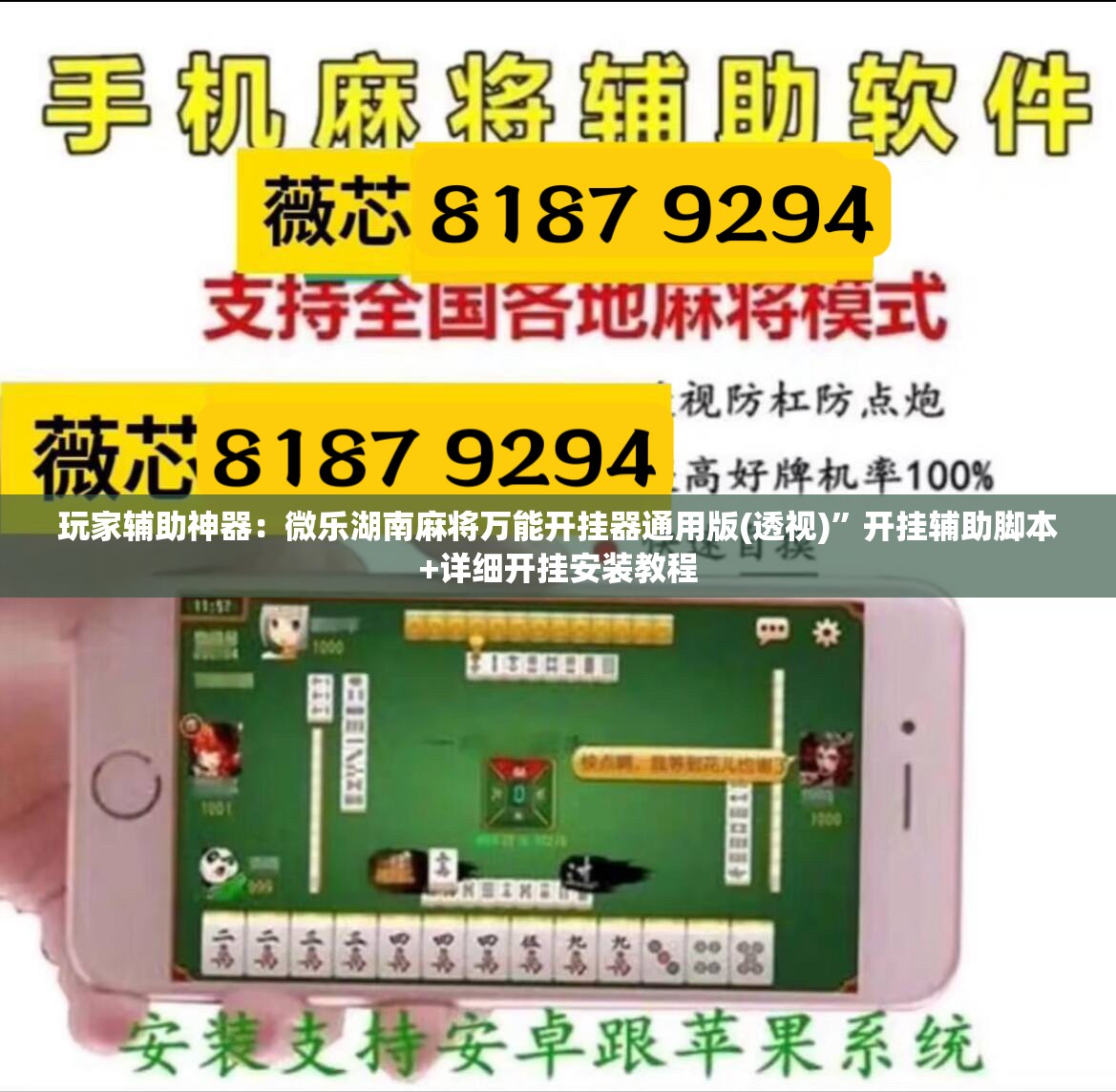 玩家辅助神器：微乐湖南麻将万能开挂器通用版(透视)”开挂辅助脚本+详细开挂安装教程