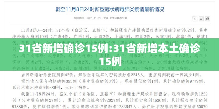 31省新增确诊15例:31省新增本土确诊15例