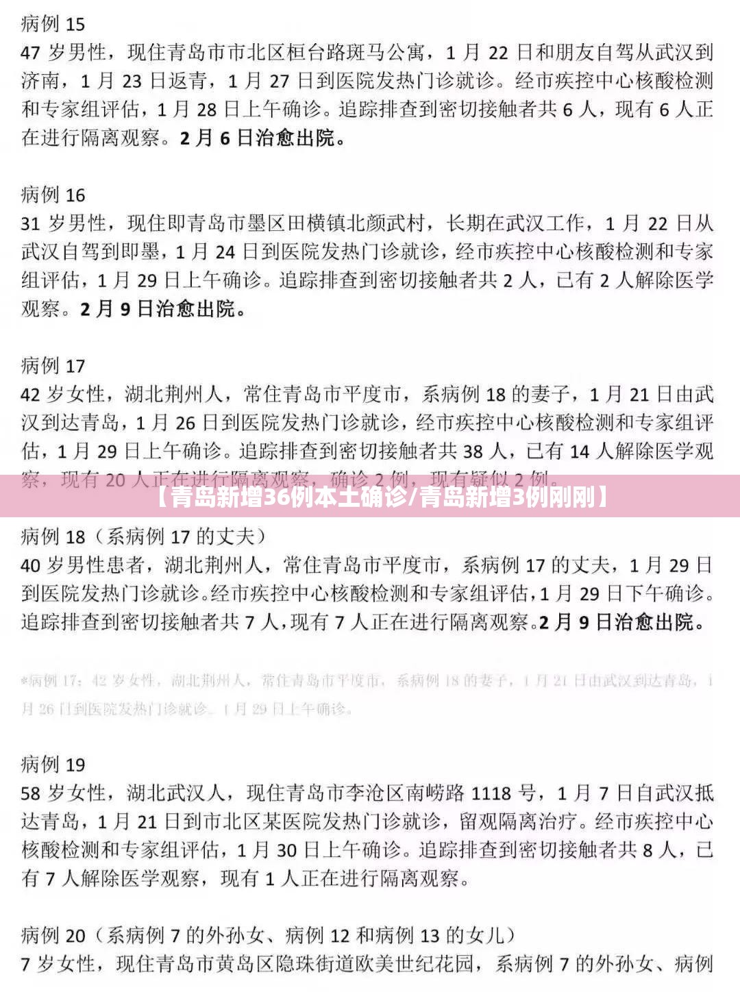 【青岛新增36例本土确诊/青岛新增3例刚刚】