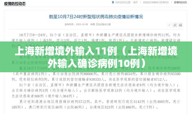 上海新增境外输入11例（上海新增境外输入确诊病例10例）