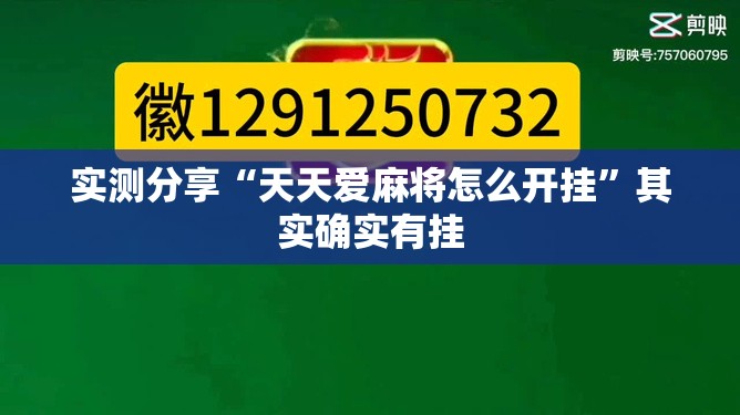 实测分享“天天爱麻将怎么开挂”其实确实有挂