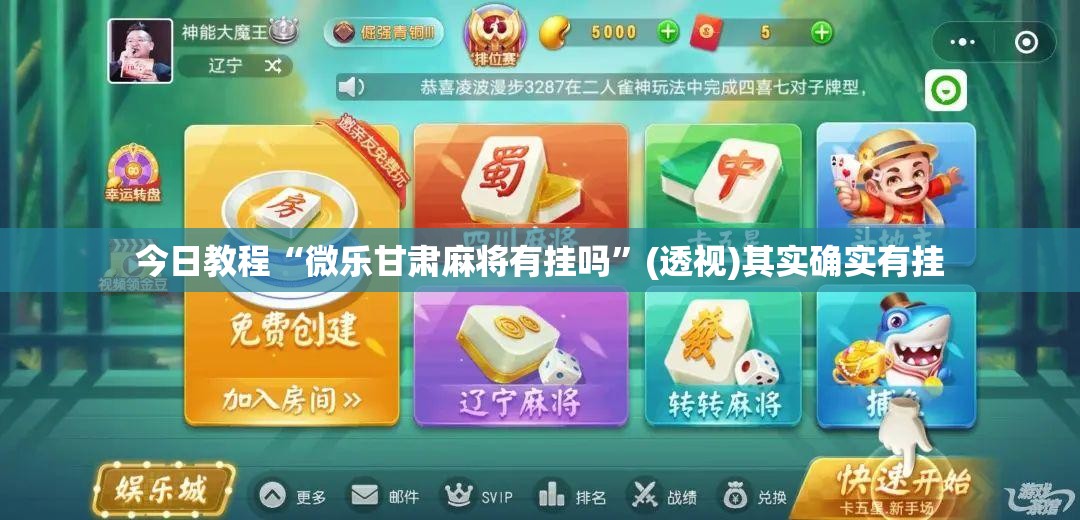 今日教程“微乐甘肃麻将有挂吗”(透视)其实确实有挂