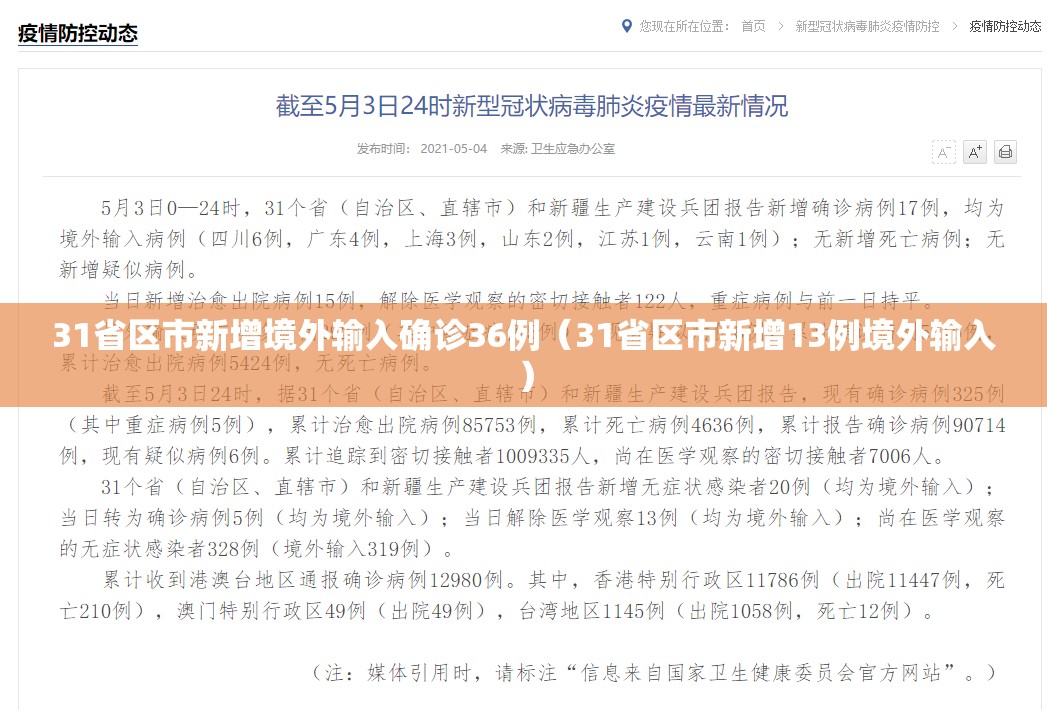 31省区市新增境外输入确诊36例（31省区市新增13例境外输入）