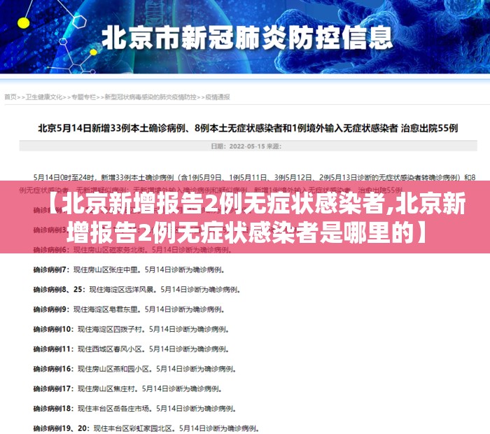 【北京新增报告2例无症状感染者,北京新增报告2例无症状感染者是哪里的】
