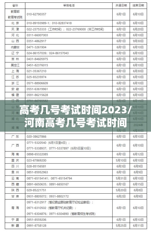 高考几号考试时间2023/河南高考几号考试时间