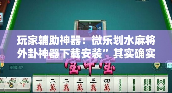 玩家辅助神器：微乐划水麻将外卦神器下载安装	”其实确实有挂
