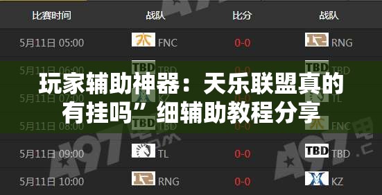 玩家辅助神器：天乐联盟真的有挂吗”细辅助教程分享